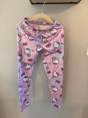 Cuddl Duds Pink Blue Hello Kitty Print Kids Leggings